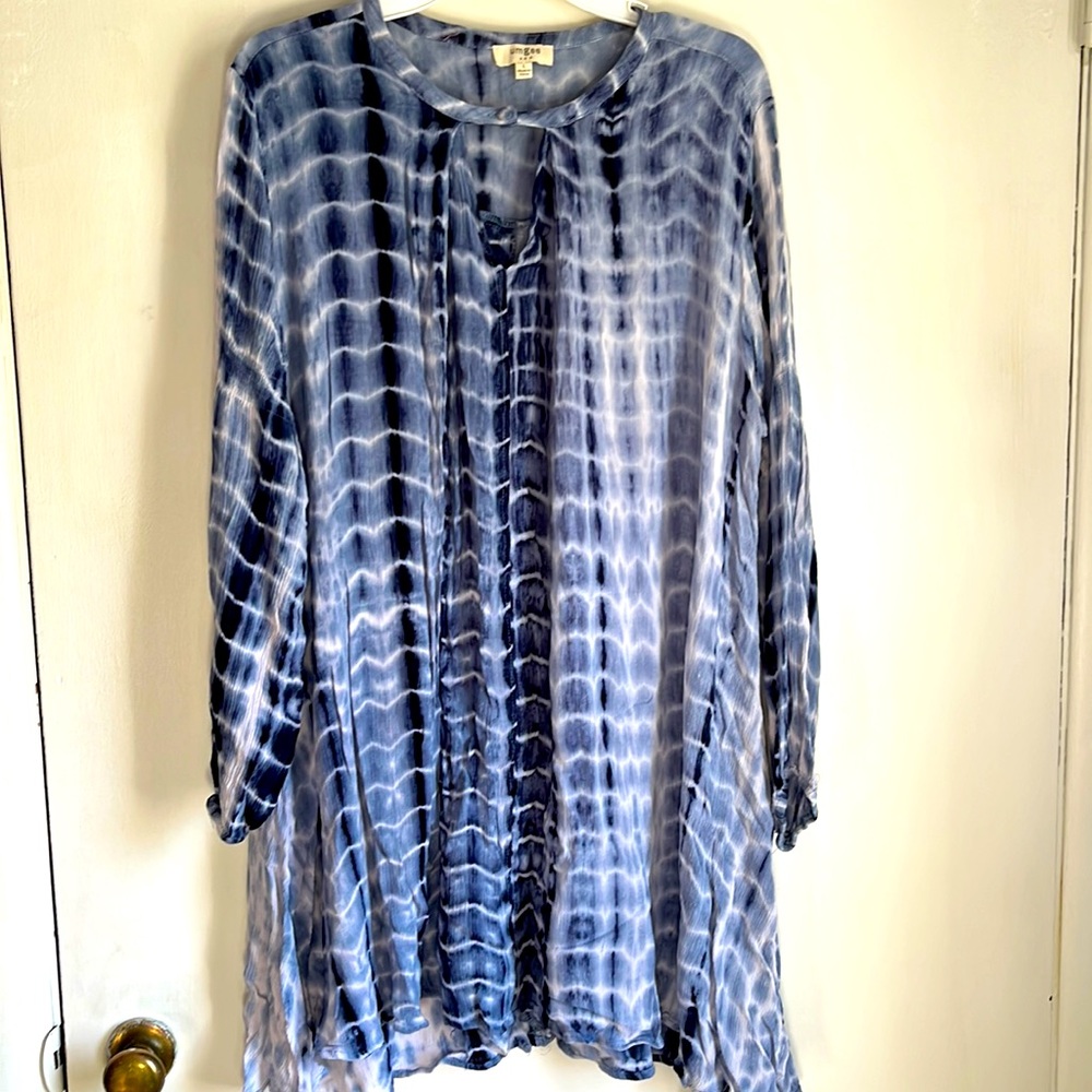 Blue tie dye short dress